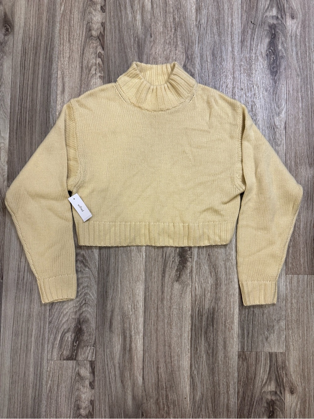 Aritzia Wilfred Free 100% Merino Wool Harper Sweater XS Lemongrass Yellow NWT